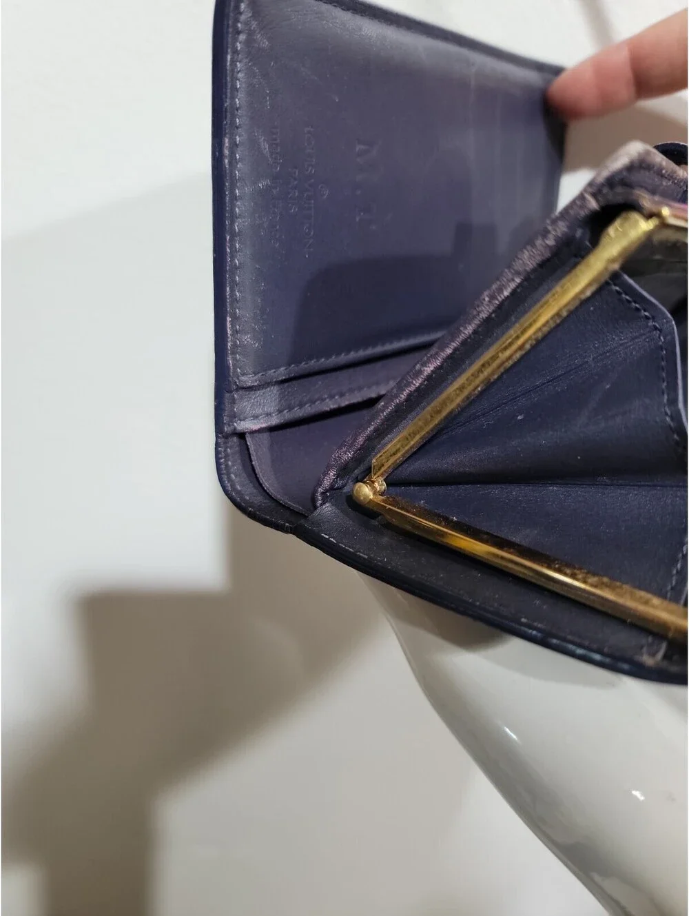 MT Louis Vuitton Monogram Vernis Compact Wallet Kiss-Lock Coin Purse Vintage #☆